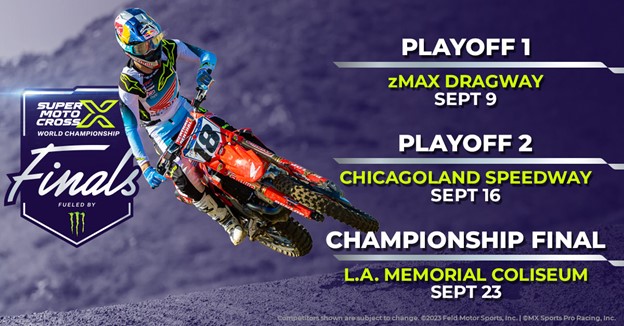 Playoff 1: zMAX Dragway - Sept. 9
Playoff 2: Chicagoland Speedway - Sept. 16
Championship Final: LA Memorial Coliseum - Sept. 23