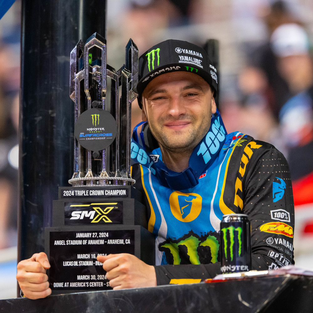 Cooper Webb with the Triple Crown Champion trophy