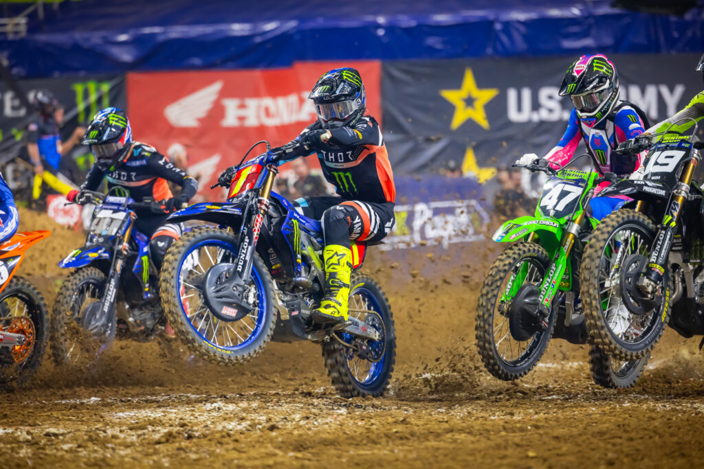 Haiden Deegan leads a 250 start
